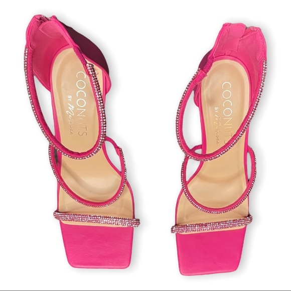 Coconuts by Matisse Pink Strappy Heels Square Toe Y2K 7.5 - Picture 5 of 6